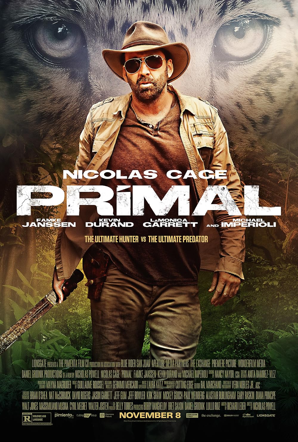 Primal (2019), executive produced by Massimiliano Musina, starring Nicolas Cage